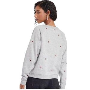 Soft Comfy Red Embroidered Heart Gray Sweatshirt Top PLUS 2 FREE!